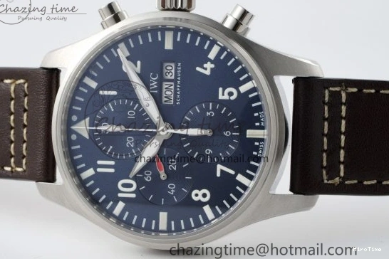 MIROTIME 0407 Pilot Chrono SS AZF 1:1 Best Edition Blue Dial on Brown Leather Strap A TimelessDesign 7060